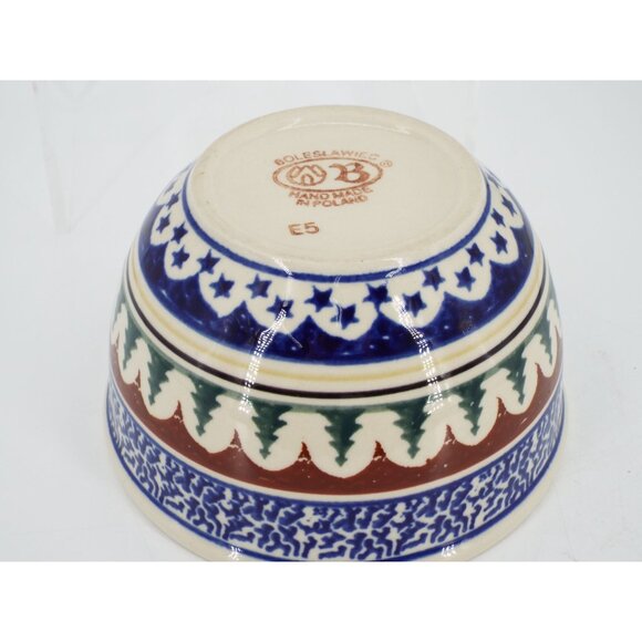 Boleslawiec Polish Pottery Evergreen Pine Tree Bowl 3.75" high 6.25" diameter - Picture 7 of 7